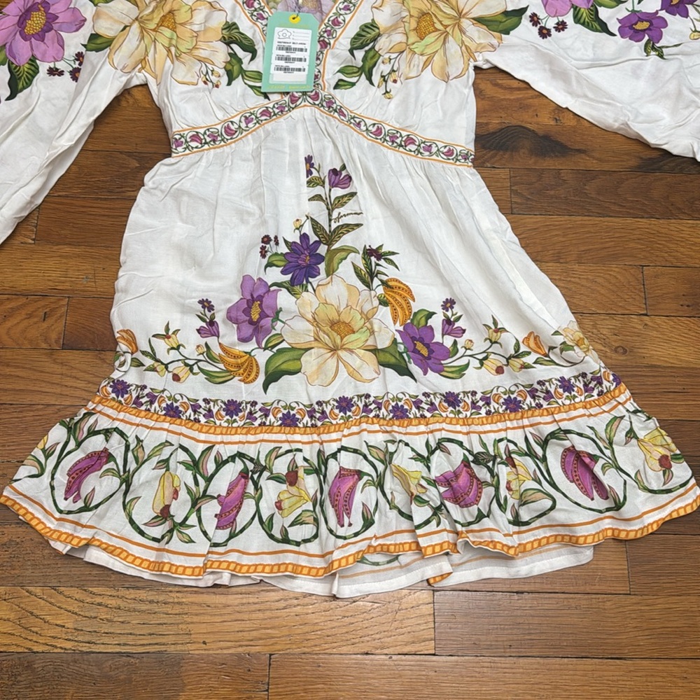 Floral Embroidered Dress with Bell Sleeves FARM RIO - Picture 4 of 6